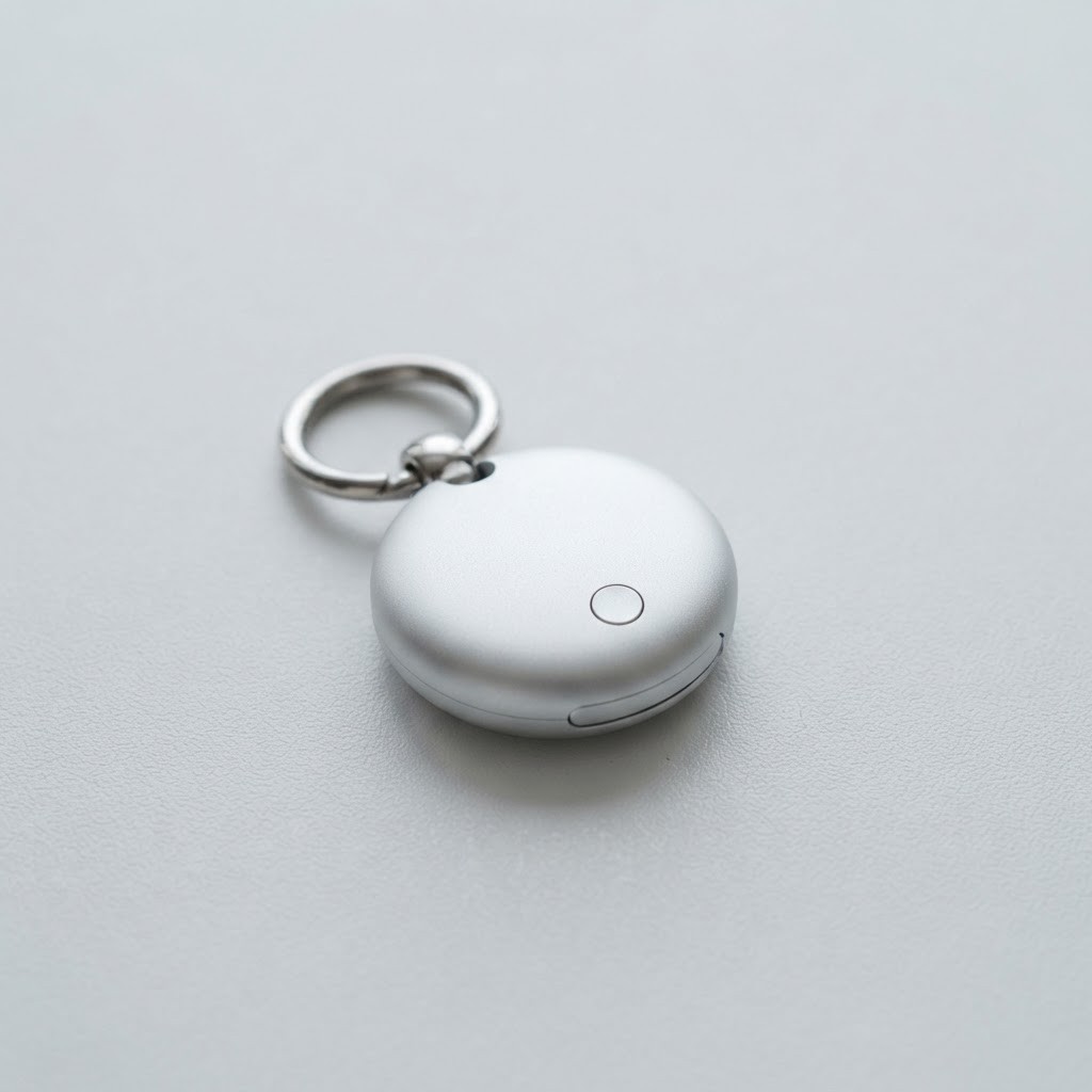 Compact no-subscription GPS dog tracker tag with metal collar ring