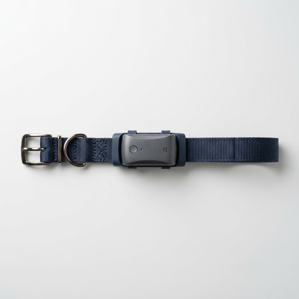 Fi Series 3 Plus smart GPS dog collar in navy with integrated tracker module